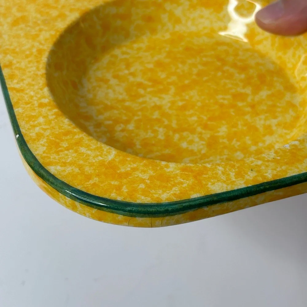 Terra di San Francesco AU Lavorato a Mano Italy‎ Yellow Spongeware Divided Tray